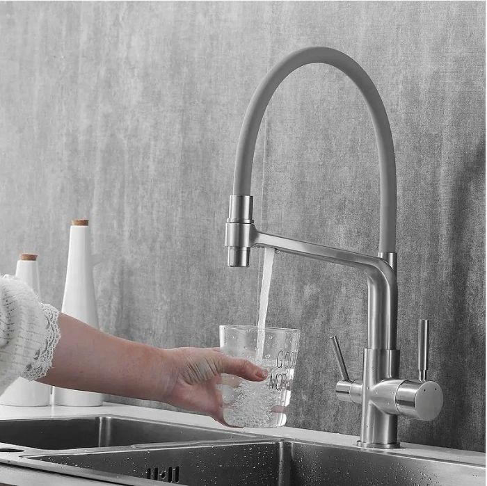 Смеситель для кухни Rose R658L цвет Сатин Серый