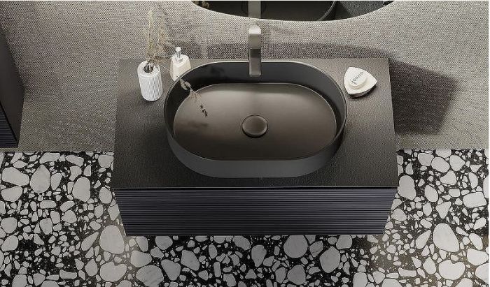 Тумба под раковину Jorno Stone 100 Stn.01.100/P/A/JR подвесная Антрацит