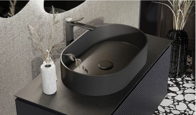 Тумба под раковину Jorno Stone 100 Stn.01.100/P/A/JR подвесная Антрацит