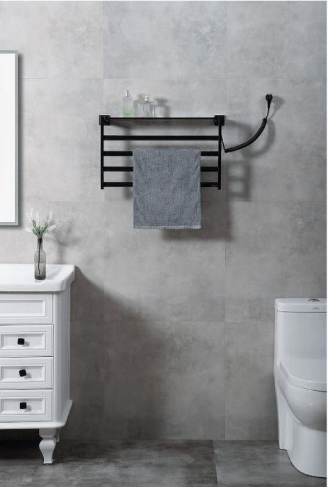 Электрический полотенцесушитель Black&White Universe N-333B 58х35 333BN с полкой Черный матовый