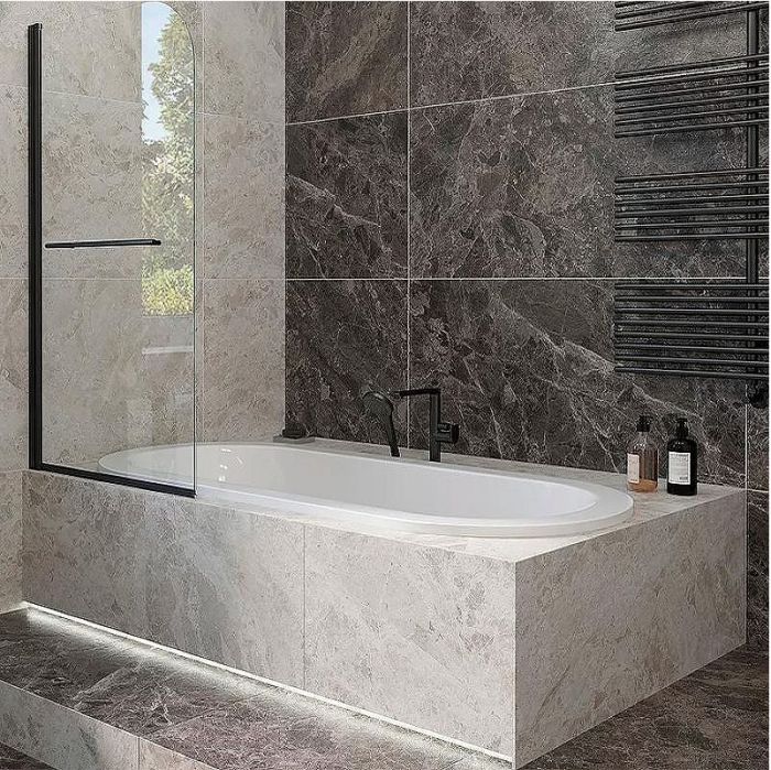 Шторка на ванну Veconi Palau 90 PL79B-90-01-C4 профиль Черный матовый стекло прозрачное