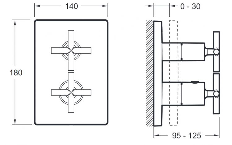 Tермостат встраиваемый Jacob Delafon MODULO E75395-CP, два выхода Tермостат встраиваемый Jacob Delafon MODULO E75395-CP, два выхода