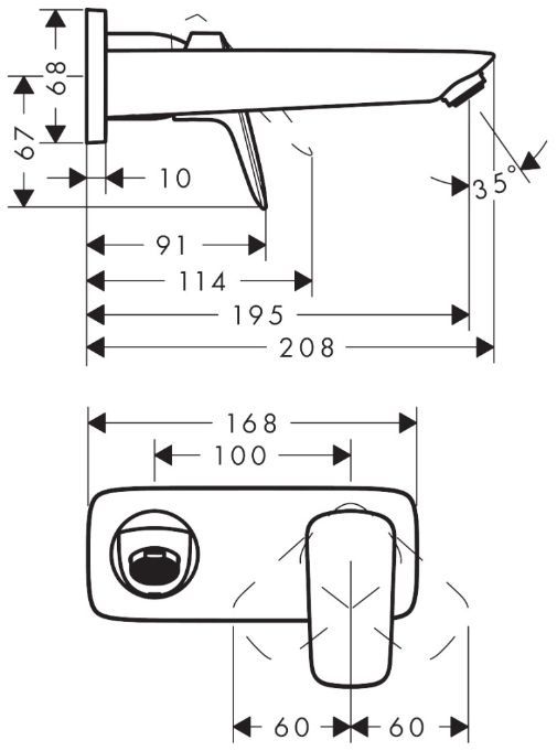 Hansgrohe Logis Смеситель для раковины, настенный, цвет: черный матовый