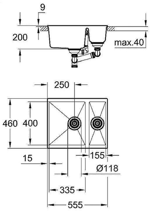 Кухонная мойка Grohe K500 56 31648AP0 Черный гранит