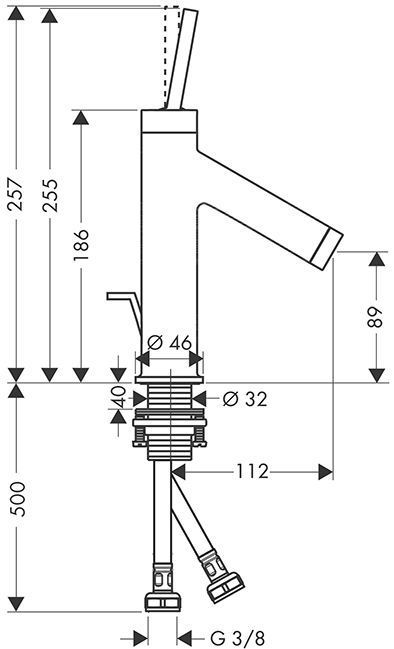 Axor Starck Cмеситель для раковины 90, на 1 отв., с донным клапаном, цвет: шлифованное золото