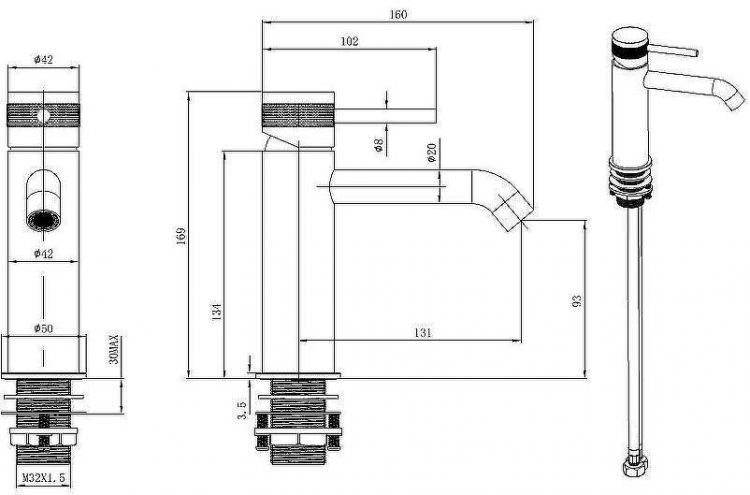 Смеситель для раковины Allen Brau Priority 5.31A01-MG Графит брашированный Смеситель для раковины Allen Brau Priority 5.31A01-MG Графит брашированный
