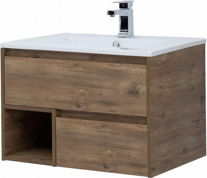 Тумба с раковиной STWORKI Карлстад 75 418862 подвесная Дуб рустикальный