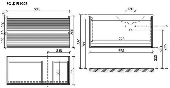Тумба под раковину Sancos Folk 100 R FL100RW подвесная Bianco