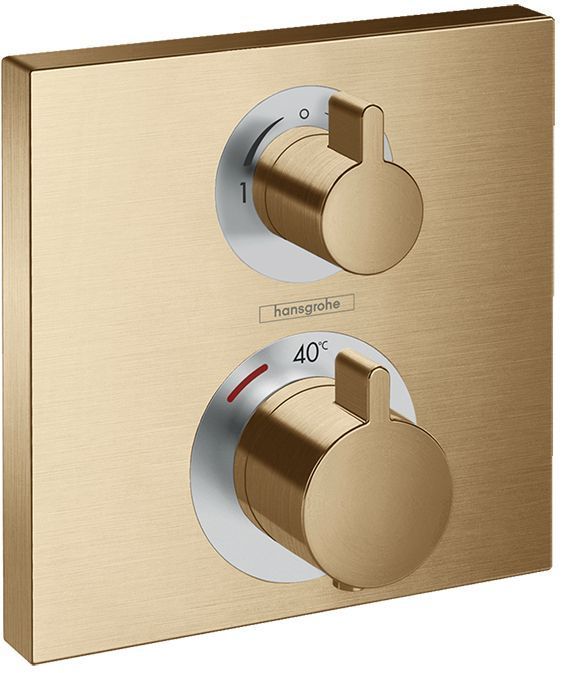 Hansgrohe Ecostat Square Смеситель для душа, термостатический, с переключателем потоков на 2 выхода, внешняя часть, цвет: шлифованная бронза