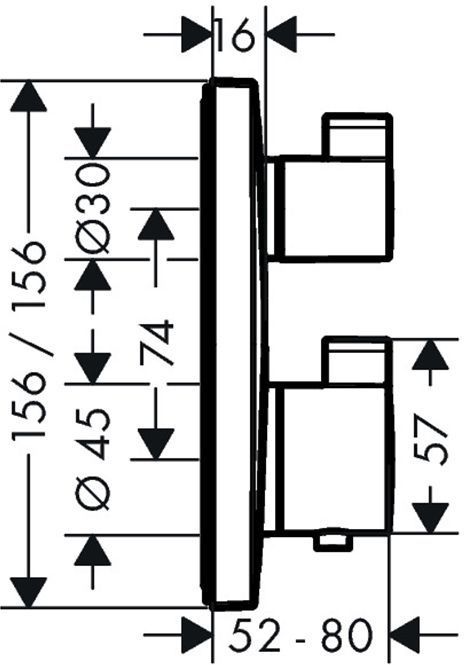 Hansgrohe Ecostat Square Смеситель для душа, термостатический, с переключателем потоков на 2 выхода, внешняя часть, цвет: шлифованная бронза
