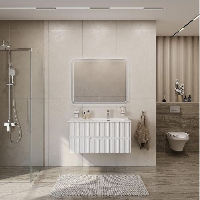 Тумба под раковину Cezares Duet-N 100 R DUET-N-1000-2C-SO-BL-R подвесная Bianco Lucido