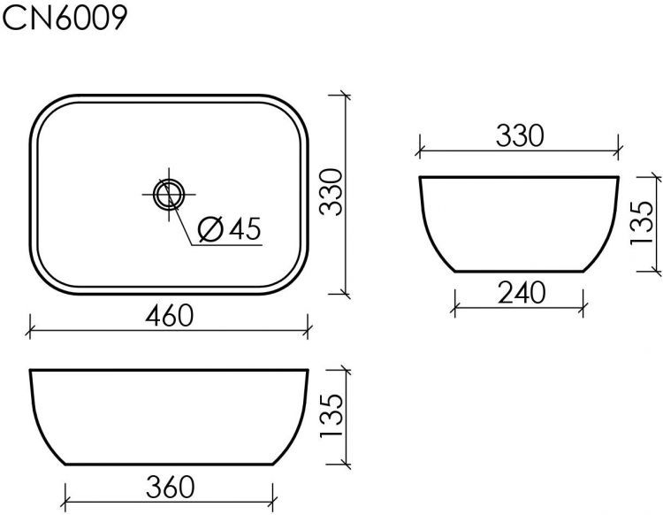 Умывальник CERAMICANOVA Element чаша накладная прямоугольная (цвет Чёрный Матовый) CN6009MB Умывальник CERAMICANOVA Element чаша накладная прямоугольная (цвет Чёрный Матовый) CN6009MB