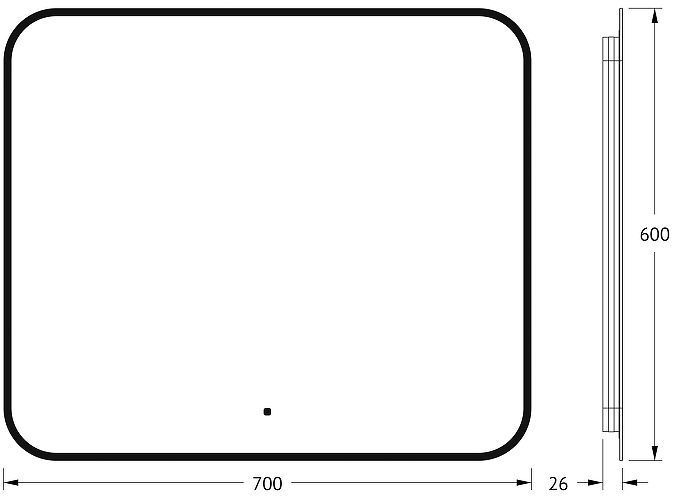 Зеркало Defesto Aura 70х60 DF 2976RH с подсветкой 23W-3000K/ИК - выключатель/Теплый белый свет/Черная рама Зеркало Defesto Aura 70х60 DF 2976RH с подсветкой 23W-3000K/ИК - выключатель/Теплый белый свет/Черная рама