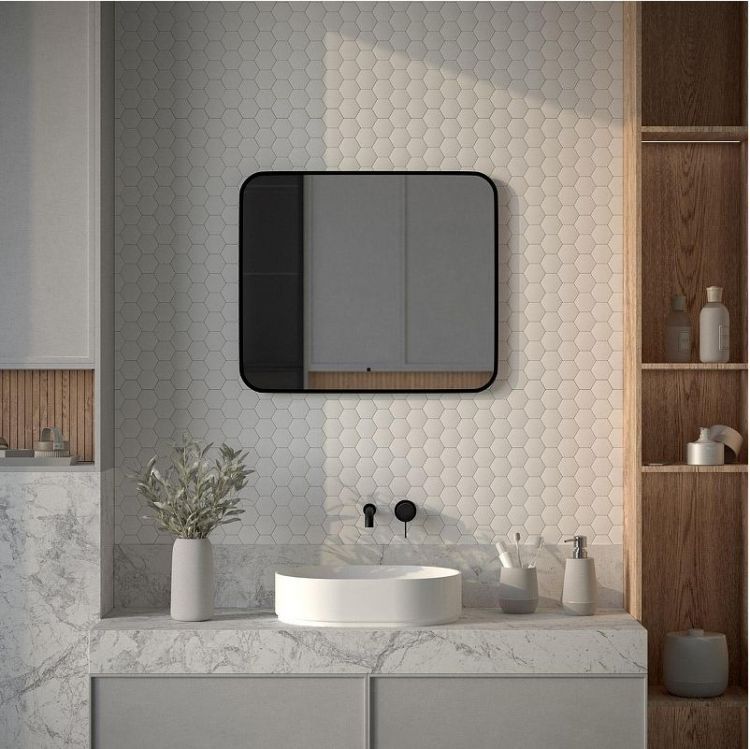 Зеркало Defesto Aura 70х60 DF 2976RH с подсветкой 23W-3000K/ИК - выключатель/Теплый белый свет/Черная рама Зеркало Defesto Aura 70х60 DF 2976RH с подсветкой 23W-3000K/ИК - выключатель/Теплый белый свет/Черная рама