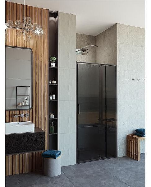 Душевая дверь Alex Baitler 100 AB74B100 профиль Черный стекло тонированное Душевая дверь Alex Baitler 100 AB74B100 профиль Черный стекло тонированное