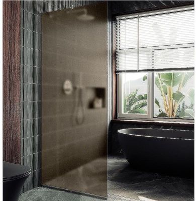 Душевая перегородка Maybah Glass MGD-679-5у 1090x1950 в узком профиле Хром матовый стекло бронзовое матовое