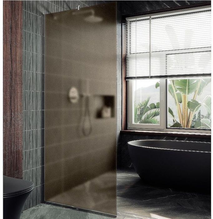 Душевая перегородка Maybah Glass MGD-679-5у 1090x1950 в узком профиле Хром матовый стекло бронзовое матовое
