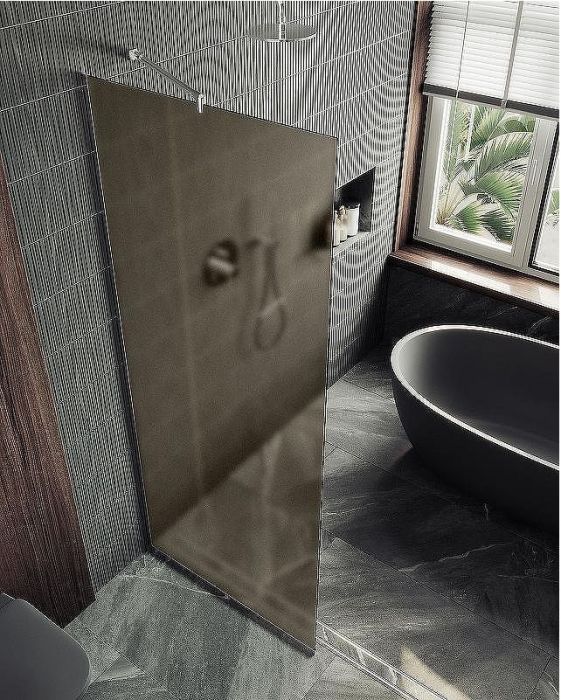 Душевая перегородка Maybah Glass MGD-679-5у 1090x1950 в узком профиле Хром матовый стекло бронзовое матовое
