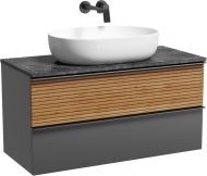 Тумба подвесная SANCOS Delta, Дуб красный/графит 995х445х500, под столешницу без отверстия под смеситель, цвет Black Sky, DL100GR