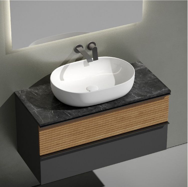 Тумба подвесная SANCOS Delta, Дуб красный/графит 995х445х500, под столешницу без отверстия под смеситель, цвет Black Sky, DL100GR Тумба подвесная SANCOS Delta, Дуб красный/графит 995х445х500, под столешницу без отверстия под смеситель, цвет Black Sky, DL100GR