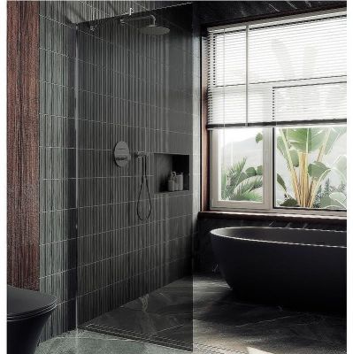 Душевая перегородка Maybah Glass MGD-681-5ш 1090x1950 в широком профиле Хром матовый стекло графитовое