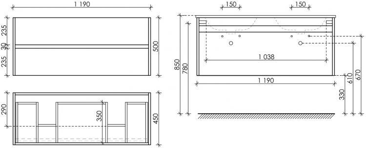 Тумба подвесная SANCOS под раковину Smart дуб бардолино/белый, 1190х450х500, SM120-2E Тумба подвесная SANCOS под раковину Smart дуб бардолино/белый, 1190х450х500, SM120-2E