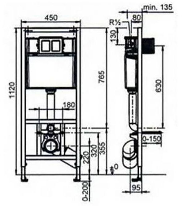 Инсталляция Sanit 90.506.00..S000 для унитаза без клавиши смыва с крепежом