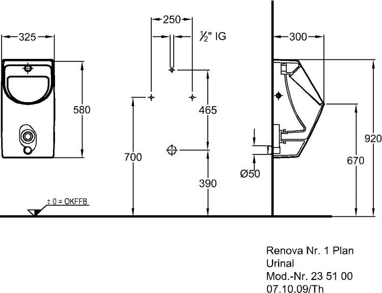 Писсуар Keramag Renova Nr.1 Plan, 235100000 Писсуар Keramag Renova Nr.1 Plan, 235100000