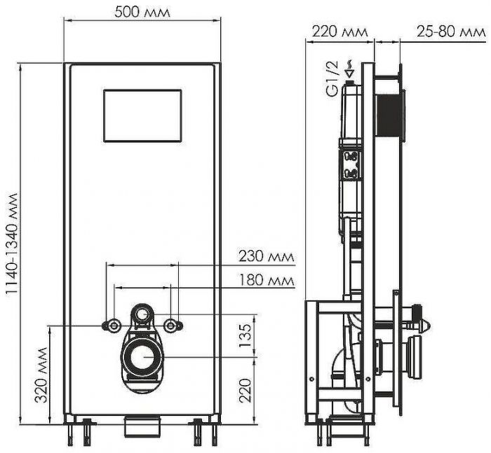 Инсталляция WasserKRAFT Glan 66TLT.010.ME.WH.PB03 для унитаза Белое стекло с клавишей смыва Черный глянец