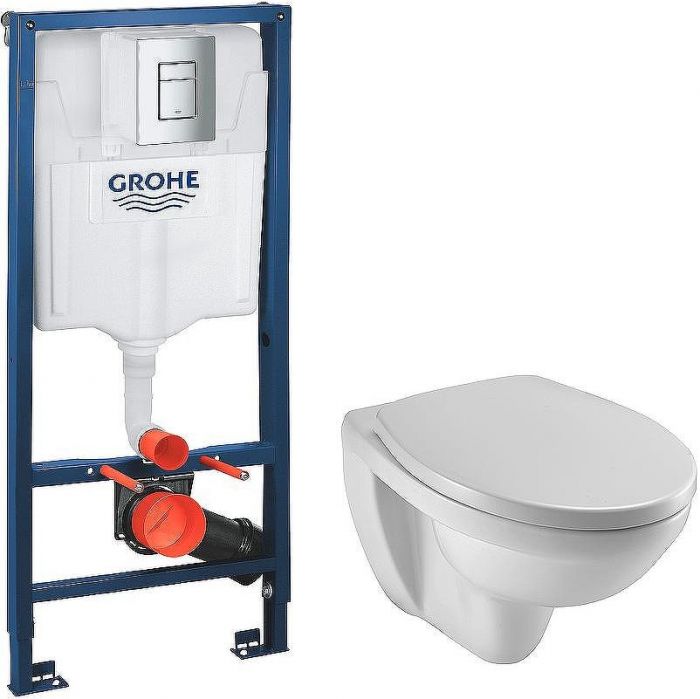 Комплект унитаза Jacob Delafon Patio EDV102-00+E70021-00 с инсталляцией Grohe Rapid SL 38772001 с сиденьем Микролифт и клавишей смыва Хром
