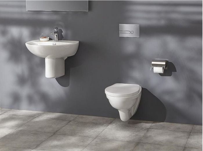 Комплект унитаза Jacob Delafon Patio EDV102-00+E70021-00 с инсталляцией Grohe Rapid SL 38772001 с сиденьем Микролифт и клавишей смыва Хром