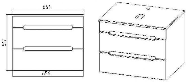 Тумба под раковину VIANT Марсель 66 VMAR66NG-T2YP подвесная Графит