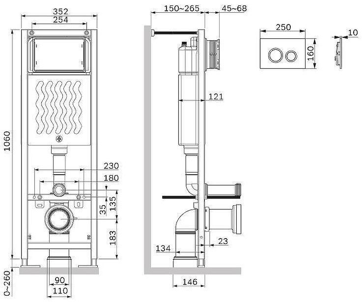 Инсталляция AM.PM ErgoFit I012711.0151 для унитаза с клавишей смыва Хром глянцевый