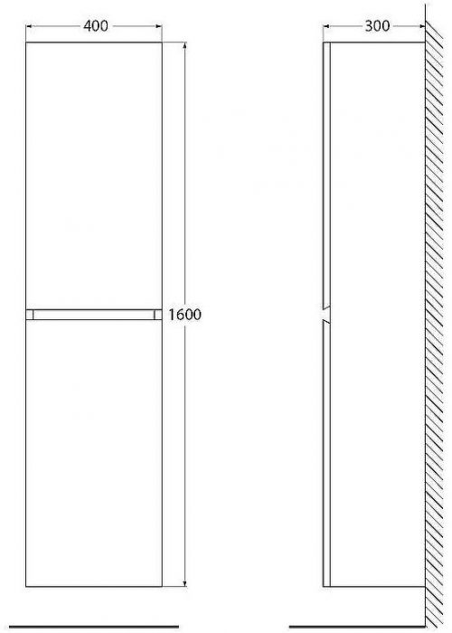 Шкаф пенал Cezares Molveno 40 MOLVENO-1600-2A-SC-BET подвесной Beton
