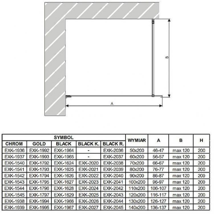 Душевая перегородка New Trendy Avexa Chrome 50 EXK-1936 профиль Хром стекло прозрачное Душевая перегородка New Trendy Avexa Chrome 50 EXK-1936 профиль Хром стекло прозрачное