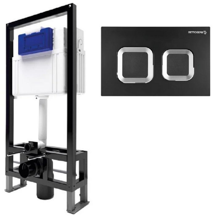 Инсталляция Bettoserb Sava Free Standing SFS40006487 для унитаза с клавишей смыва цвет Белый глянцевый Хром глянцевый