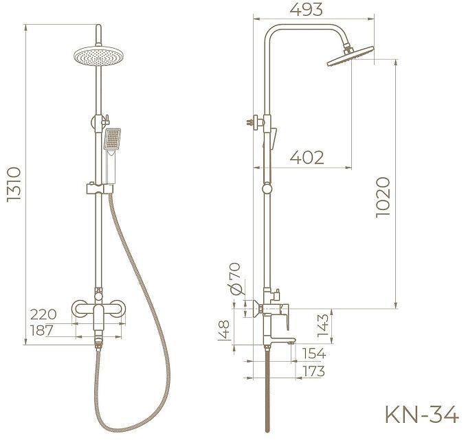 Душевая система Knotlor Ergofit KN-34 цвет Хром