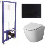 Комплект унитаза Niagara Vista NG-9301 с инсталляцией Berges Novum D5 040235 с сиденьем Микролифт и Черной матовой клавишей смыва