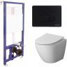 Комплект унитаза Niagara Vista NG-9301 с инсталляцией Berges Novum D5 040235 с сиденьем Микролифт и Черной матовой клавишей смыва