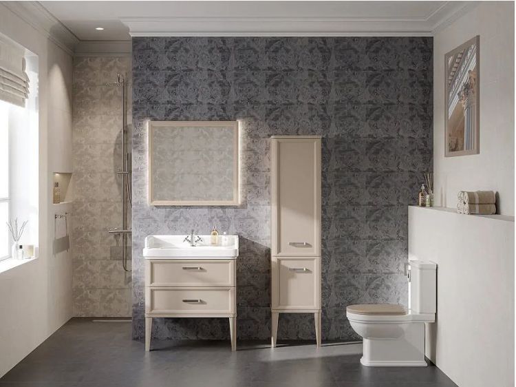 Шкаф пенал Kerama Marazzi Pompei 43 PO.M.150\CAM цвет Камео бежевый глянцевый