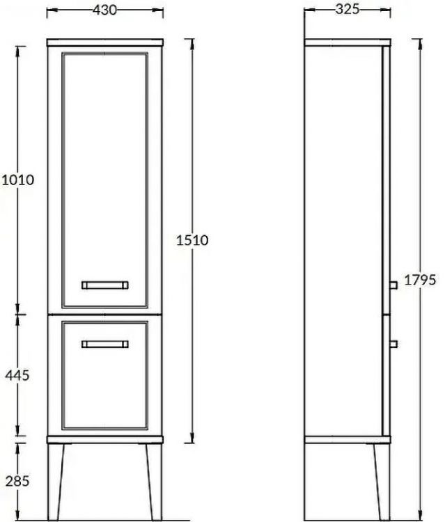 Шкаф пенал Kerama Marazzi Pompei 43 PO.M.150\CAM цвет Камео бежевый глянцевый