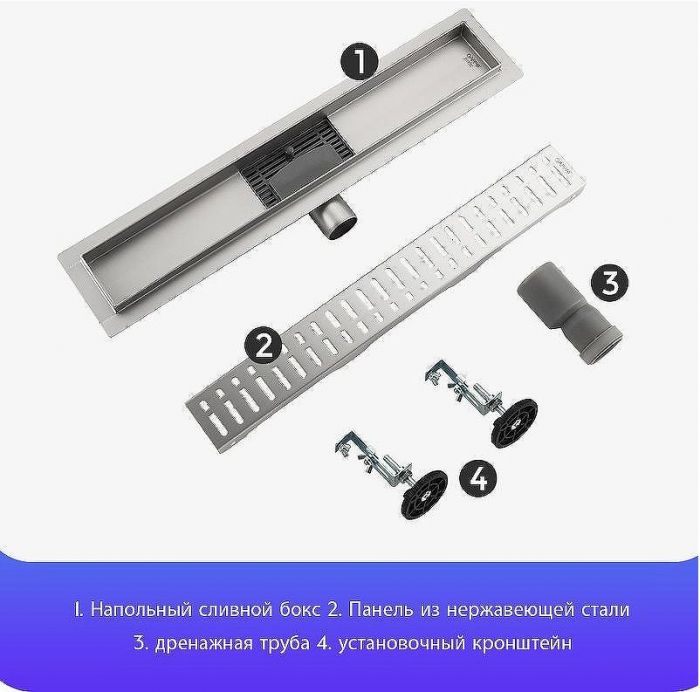 Душевой лоток Gappo G85007-3 с решеткой Нержавеющая сталь