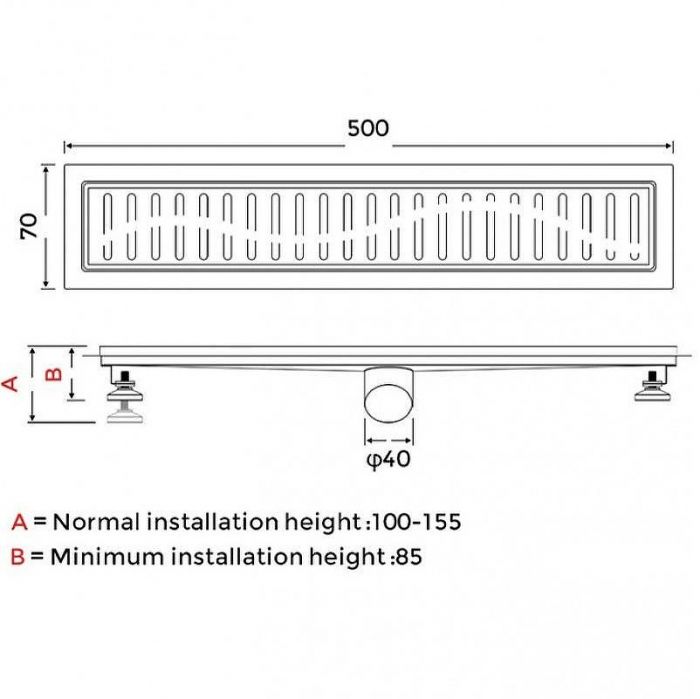 Душевой лоток Gappo G85007-3 с решеткой Нержавеющая сталь