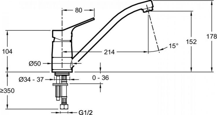 Смеситель для кухни Jacob Delafon Brive E78115-CP, хром