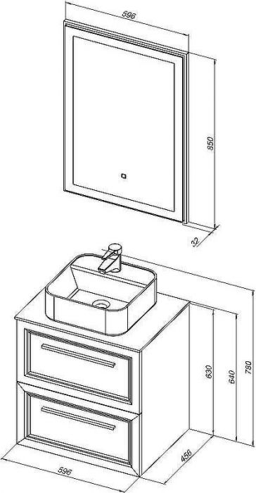 Комплект мебели для ванной STWORKI Эстерсунд 60 459693 подвесной Белый матовый Роверелла