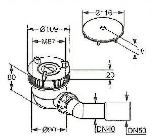 Сифон для душевого поддона Kludi Tasso 2109805-00 Хром