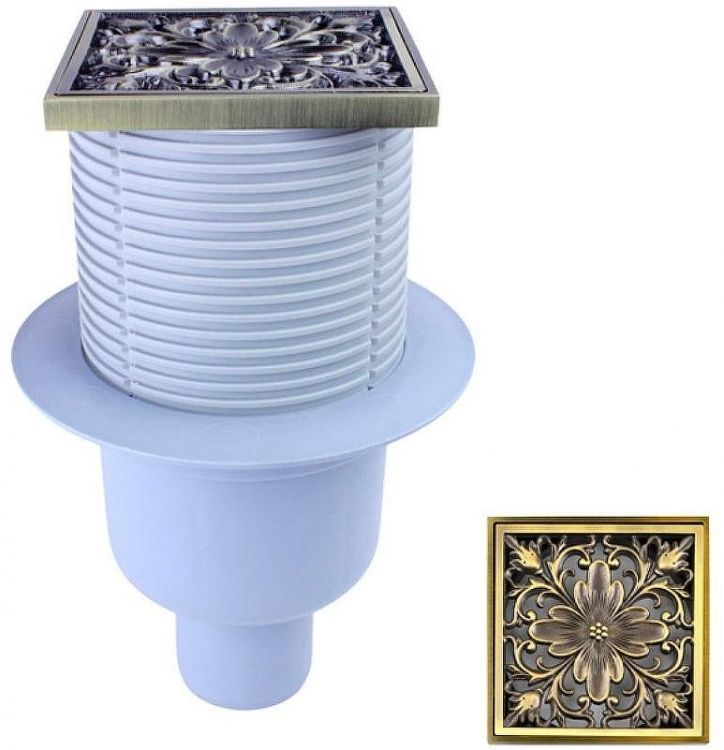 Душевой трап Bronze de Luxe Цветок 21975-57 с решеткой Бронза