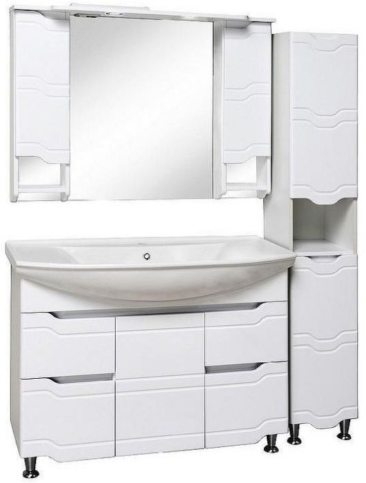 Зеркало со шкафом Runo Стиль 105 00000001119 с подсветкой Белое