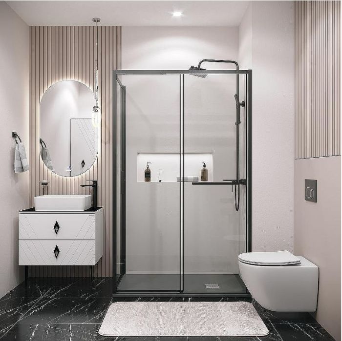 Душевой уголок Grossman Style 100х90 120.K33.05.1090.21.00 профиль Черный матовый стекло прозрачное