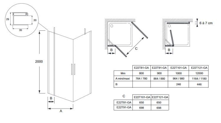 Душевая дверь Jacob Delafon Contra 90x200 см, угловая, E22T91-GA